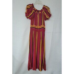 Anthropologie Anupamaa Tesni Striped Maxi‎ Dress Womens XS Pink Gold Purple Silk